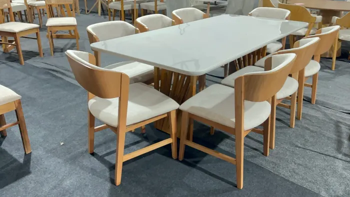 Mesa De Jantar 220x110 Com 8 Cadeiras