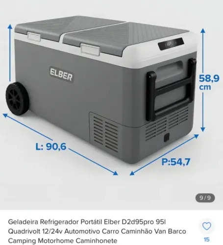 Geladeira Portátil Elber D2d95pro 95L - Gelados e Congelados onde você estiver!