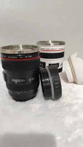 2 Copos Térmicos em Formato de Lente de Câmera - Novos | R$ 80 o Kit