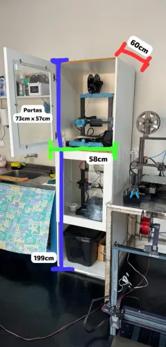 Armário MDF/Vidro para Impressoras 3D