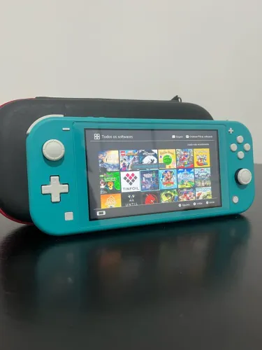 Nintendo Lite Azul Desbloqueado Lotado de Jogos 256GB