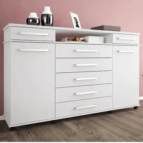 CÔMODA 7 GAVETAS 2 PORTAS COM RODÍZIO LONDON YESCASA