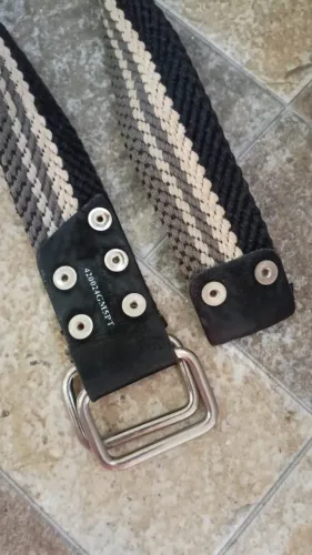 Cinto masculino, preto, cinza e bege