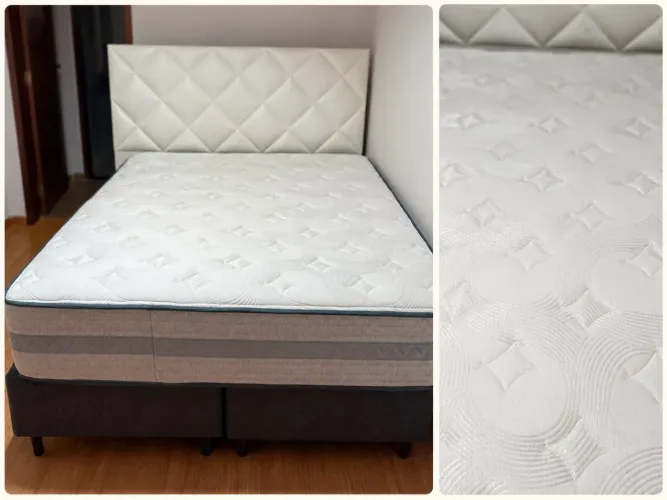 CAMA BOX QUEEN ORTHOCRIN MOLAS ENSACADAS + CABECEIRA ESTOFADA |
