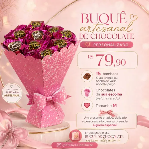 Buquê de chocolate - Dia dos namorados M