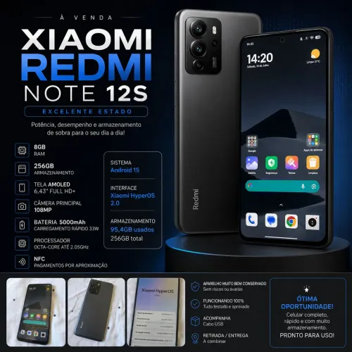 ? Xiaomi Redmi Note 12S - 256GB | 8GB RAM | Android 15 | Excelente Estado