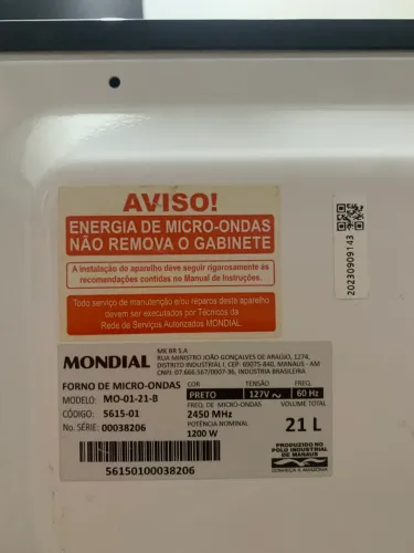 Microondas Mondial 21L