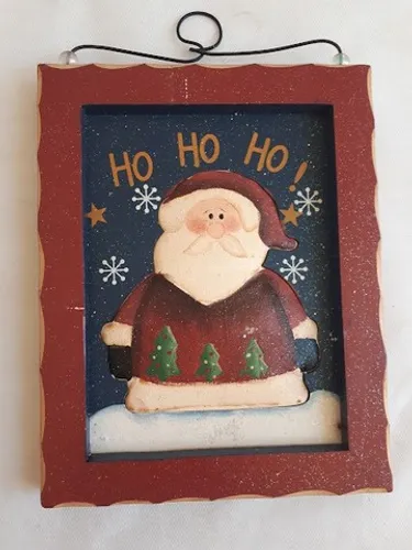 Quadro Papai Noel em Madeira 20x16cm trazido do Japão