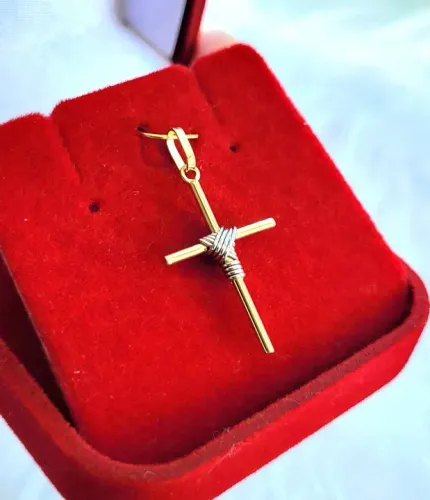 PROMOÇÃO! Crucifixo Palito c/ Ouro Branco -Ouro 18k