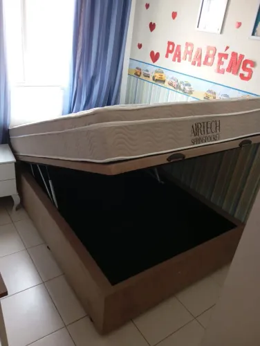 Cama Box baú com colchão Ortobom Air tech casal