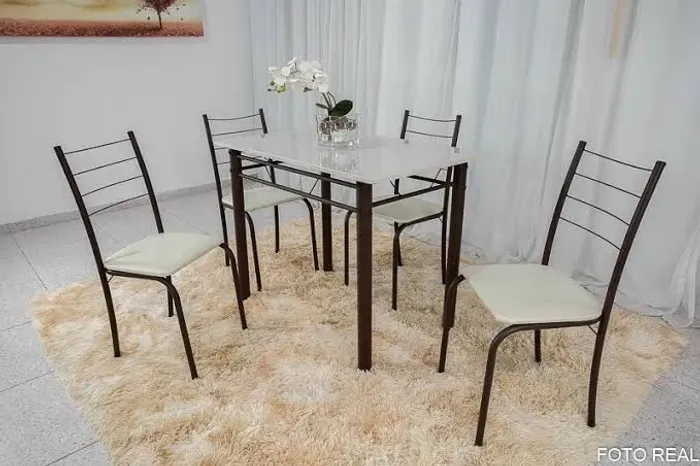Mesa 100x60 com 4 cadeiras tampo off white - ENTREGA HOJE !!! 