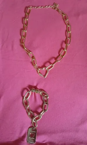 Conjunto de Colar e Pulseira Dourado