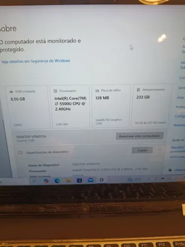 Notebook Dell Intel Core I7 5500u 2.4 Ghz 8gb 