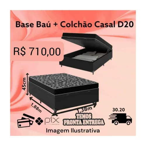 Base Baú + Colchão Casal D20 preço incrível 