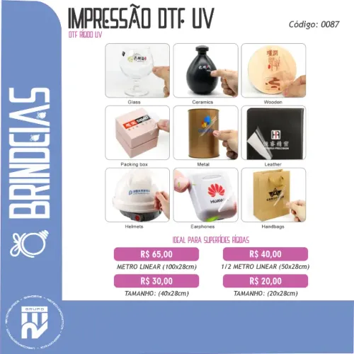 Serviço de Impressão de DTF UV - Brindes Personalizados Brindeias