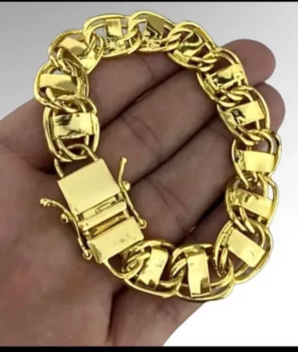 Pulseira Dubai 15 mm banhada a ouro 18 k.