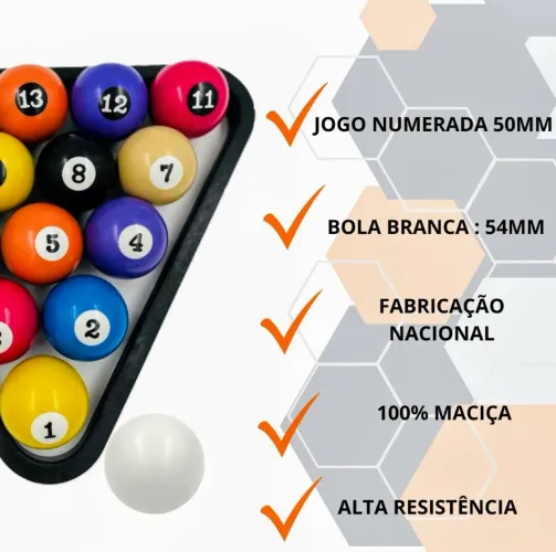 Jogo de Bilhar Numerado 54mm - Alta Qualidade!