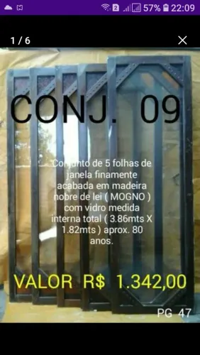 5 PORTAS JANELAS PARA USO INTERNO COM MOLDURA EM MOGNO E VIDROS DECORADOS NO CANTO
