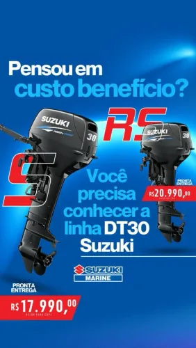 Suzuki 30HP 2T e 30HP 2T com partida elétrica, comando a distância - Motor de Popa Novo