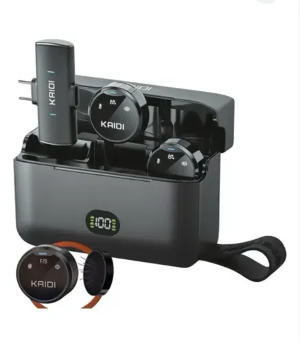 Microfone de Lapela Profissional Kaidi P4 Sem Fio Redondo Magnético Para Tipo C ou Iphone