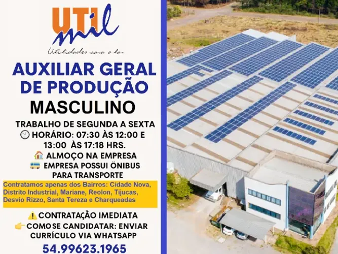 Auxiliar de Produção - Metalúrgica
