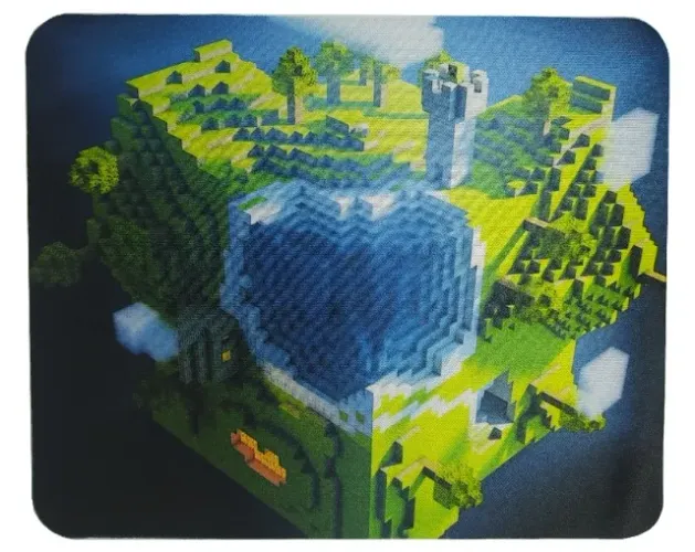 Mouse Pad Gamer Minecraft Ilha Flutuante 22x18cm 2mm Exbom
