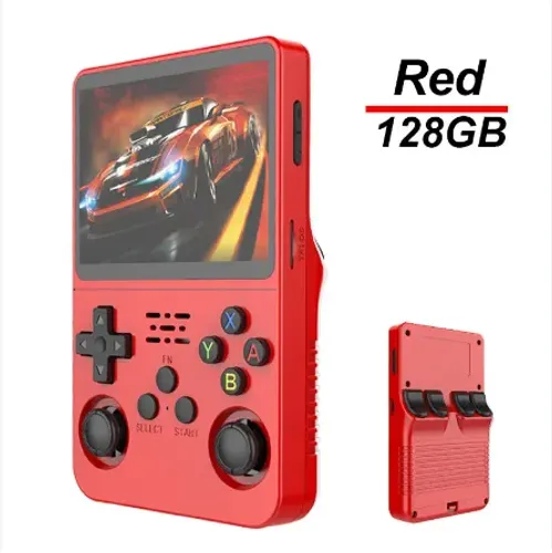 Console portatil R36S Red + cartão de 128Gb Novo sem uso a Pronta entrega