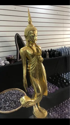 Buda de madeira 160cm dourado importado da Tailândia peça única raridade