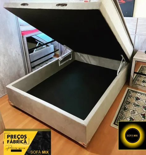 Base Box Baú casal com pistão á gás <br>Frete Grátis <br>Entrega  Rápida 