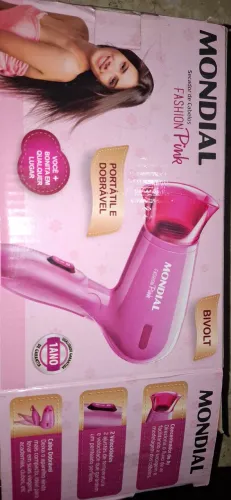 Secador de Cabelo Mondial Fashion Pink Bivolt Dobrável