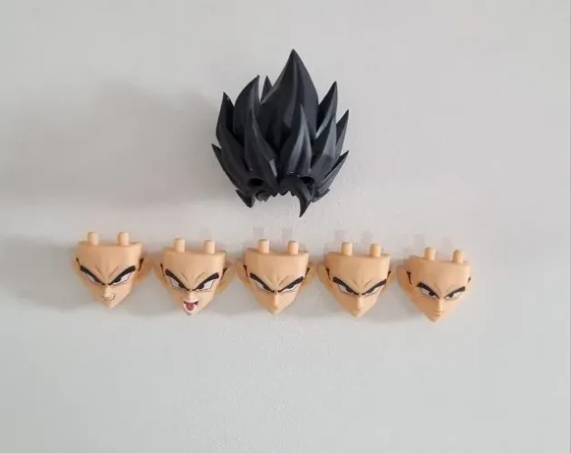 Cabeça/Head + 5 Rostos do Gogeta Tonsen/Kamione estilo Sh Figuarts