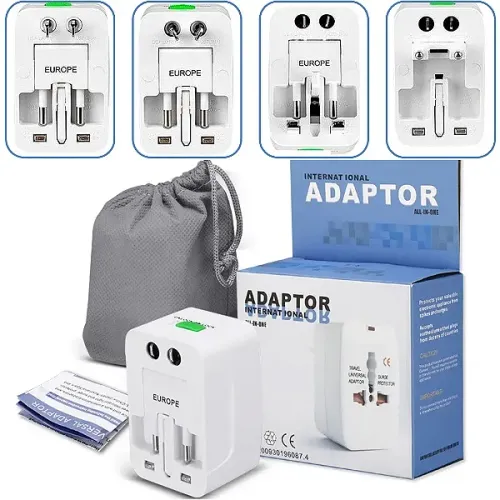 Adaptador Universal de Tomadas Internacional All-In-One (Padrão Europa, EUA, Ásia)