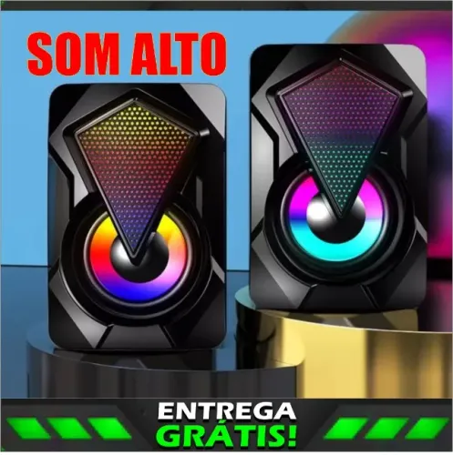 Caixa de Som Gamer RGB Led Pc/Not/Cel Som Alto