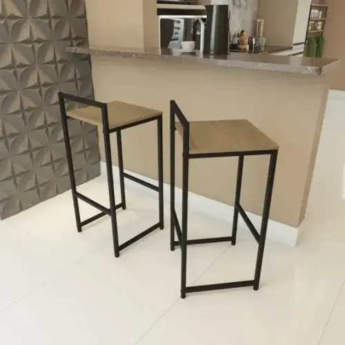 2 bancos estilo industrial para cozinha 