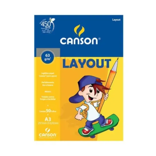 Papel lay-out 63g 50 folhas liso branco Canson