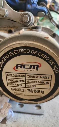 Guincho Elétrico 750/1500kg 60mts Fixo 220v Ge1500-2/6 Acm T