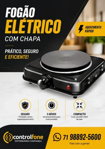 Fogareiro elétrico c/chapa (1 boca)
