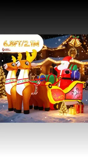 ? INFLÁVEL DE NATAL - PAPAI NOEL COM TRENÓ E 2 RENAS ?