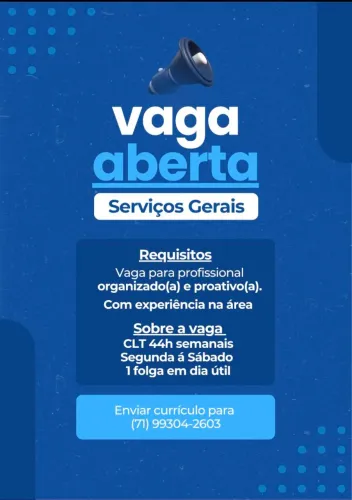 Vaga para Serviços Gerais