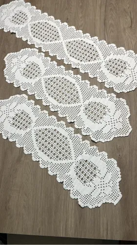 Trio caminho de mesa em crochê 