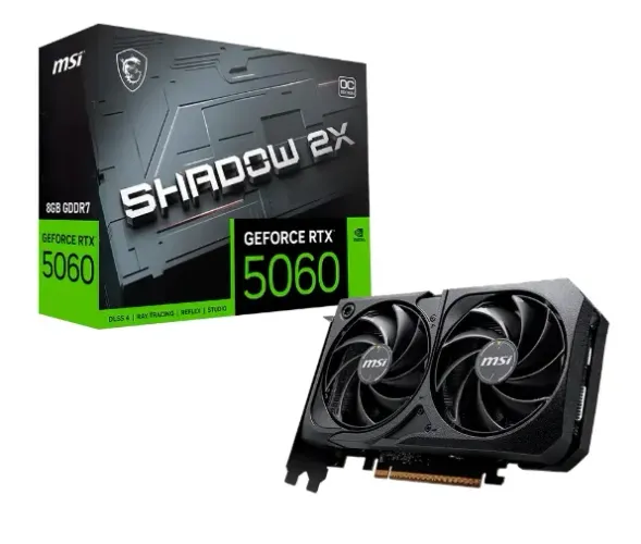 Placa de Vídeo MSI RTX 5060 Shadow 2X OC NVIDIA GeForce, 8GB, GDDR7, 128-bit