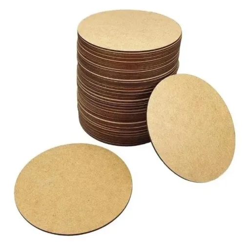 Kit Sousplat Com 11 Bolachas 35x35 Cru Circulo Base Mdf 3mm