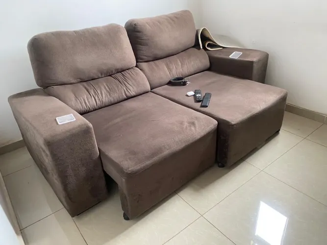 Sofá 2,30 Retrátil Veludo Marrom