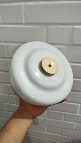Plafon/lustre/globo de sobrepor, opalina, anos 1950, 20cm diâmetro 