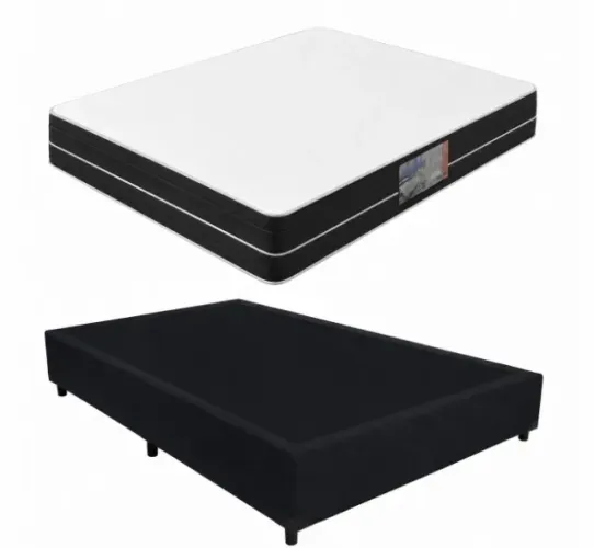KIT COLCHÃO MOLAS BONNEL + BASE BOX CASAL - DIRETO DE FÁBRICA