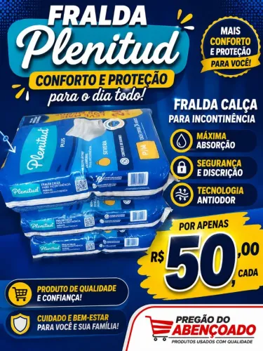 Fralda calça para incontinência plenitud R$50,00 cada