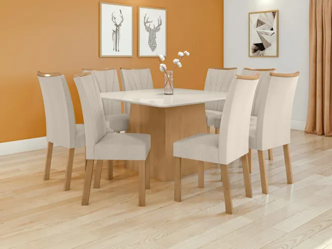 CONJUNTO DE JANTAR COM 8 CADEIRAS