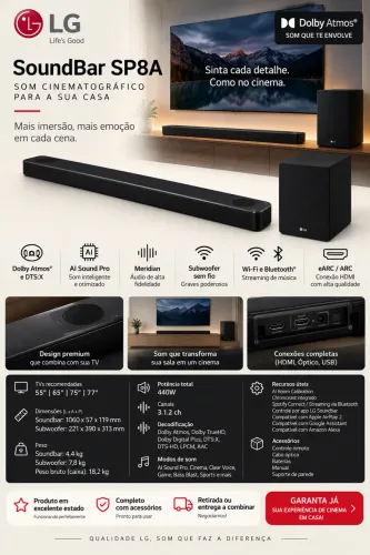 SoundBar + Subwoofer LG Sp8A