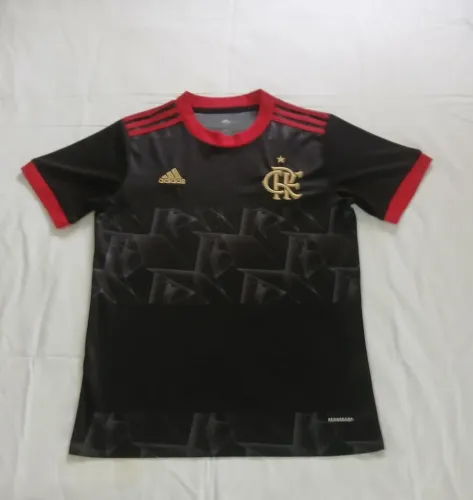Camisa Flamengo III 21/22 s/n° Torcedor Adidas Masculina - Preto+Vermelho