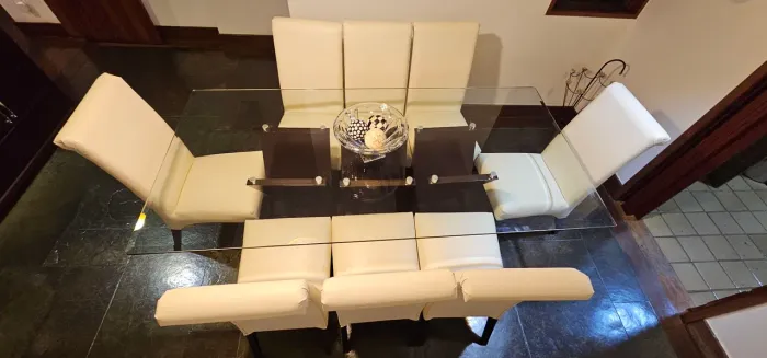 Mesa 08 lugares de vidro